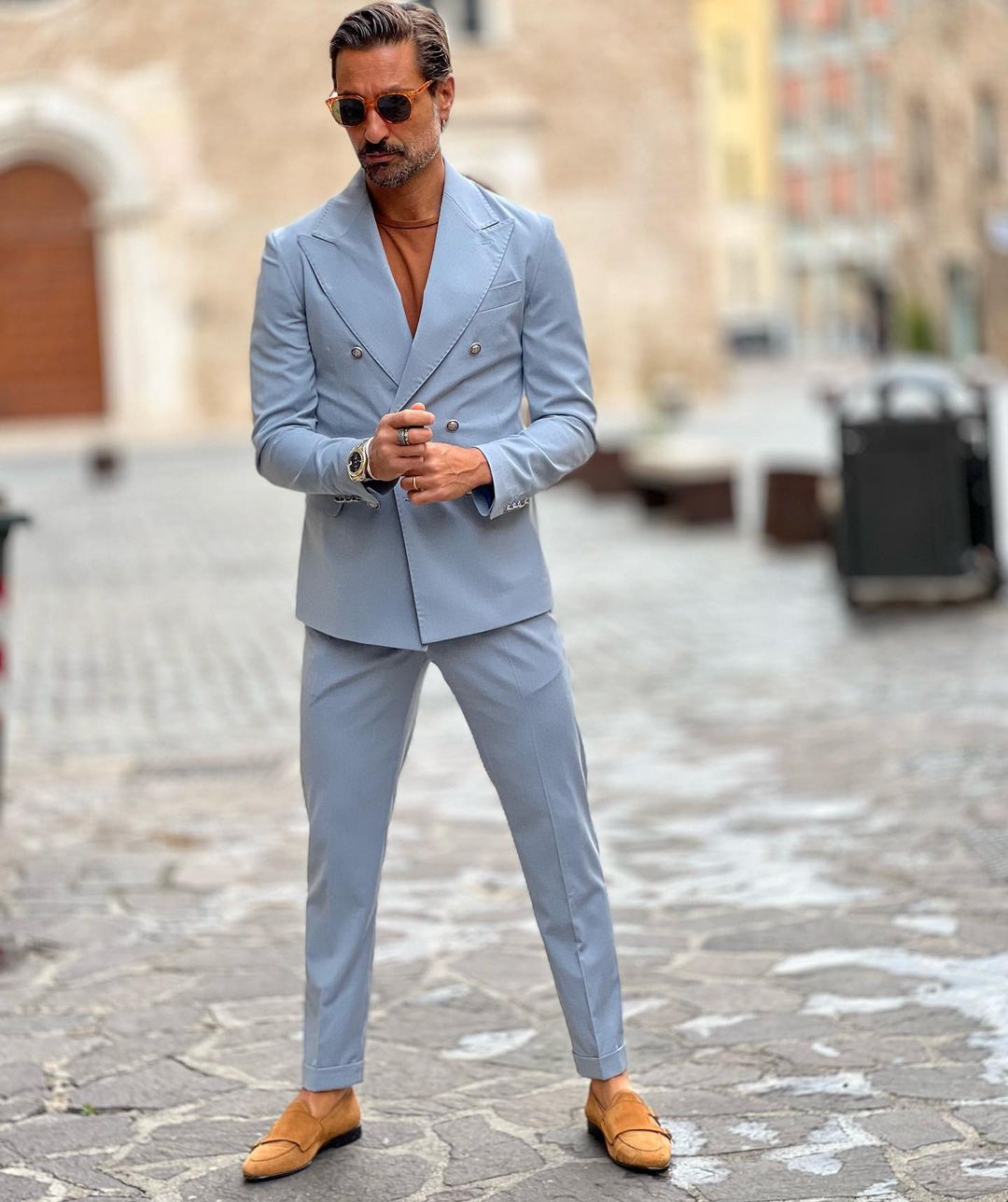 Costume classique bleu ciel pour homme, croisé, deux pièces, veste et pantalon sur mesure, costume de créateur pour occasion formelle 
