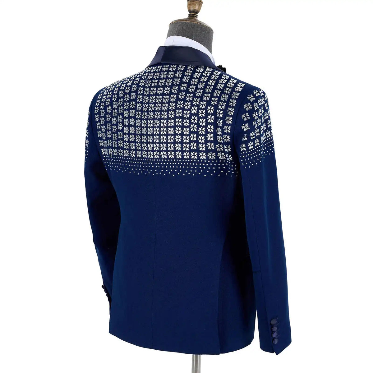 Handmade Beading Men Jacket Beaded Diamonds Double Breasted Prom Wedding Tuxedos Groom Wear Plus Size Costume Homme One Piece