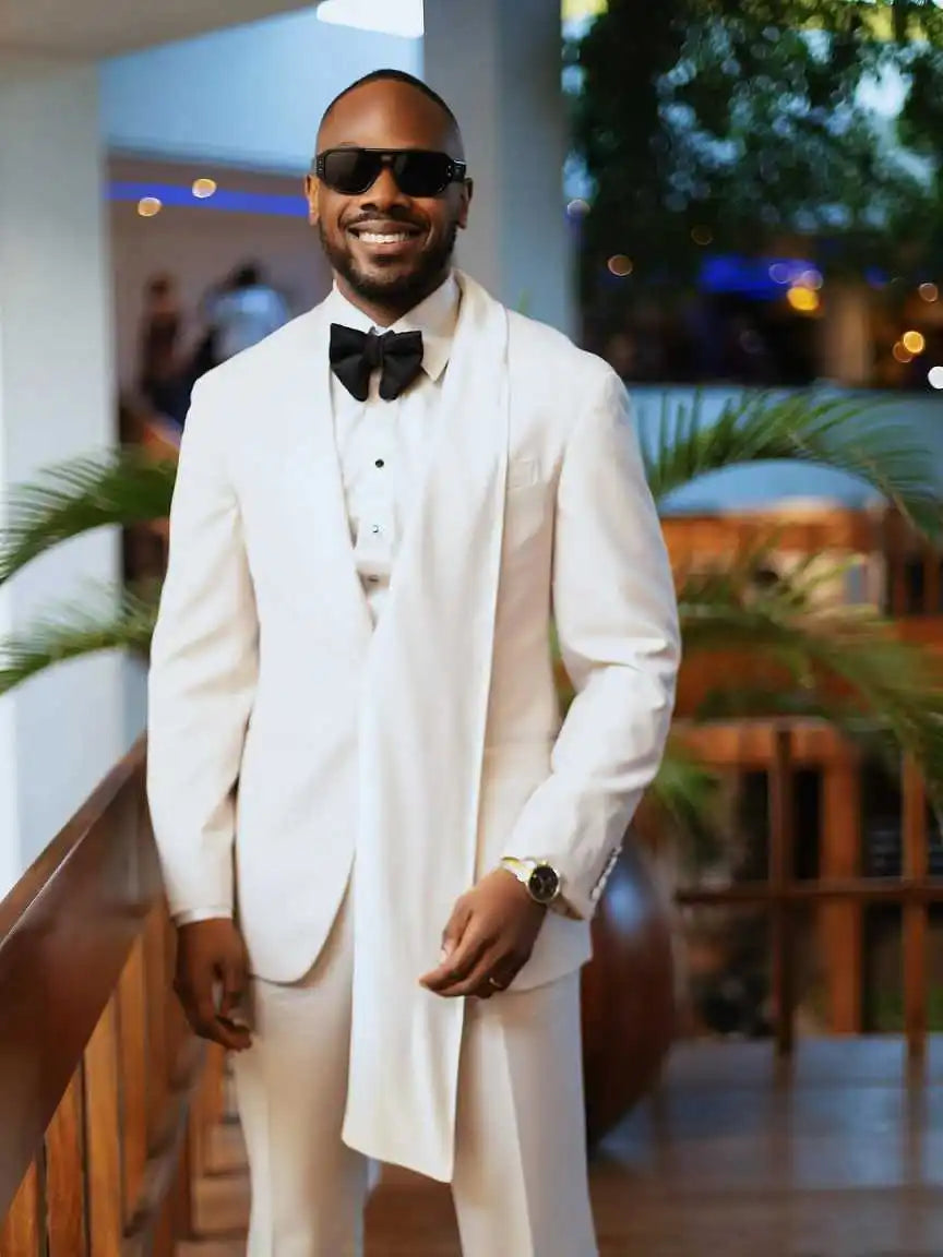 Simple Men Wedding Suits Shawl Lapel Tuxedos Groom Wear 2 Pcs Jacket with Pants Prom Evening Party Custom Made