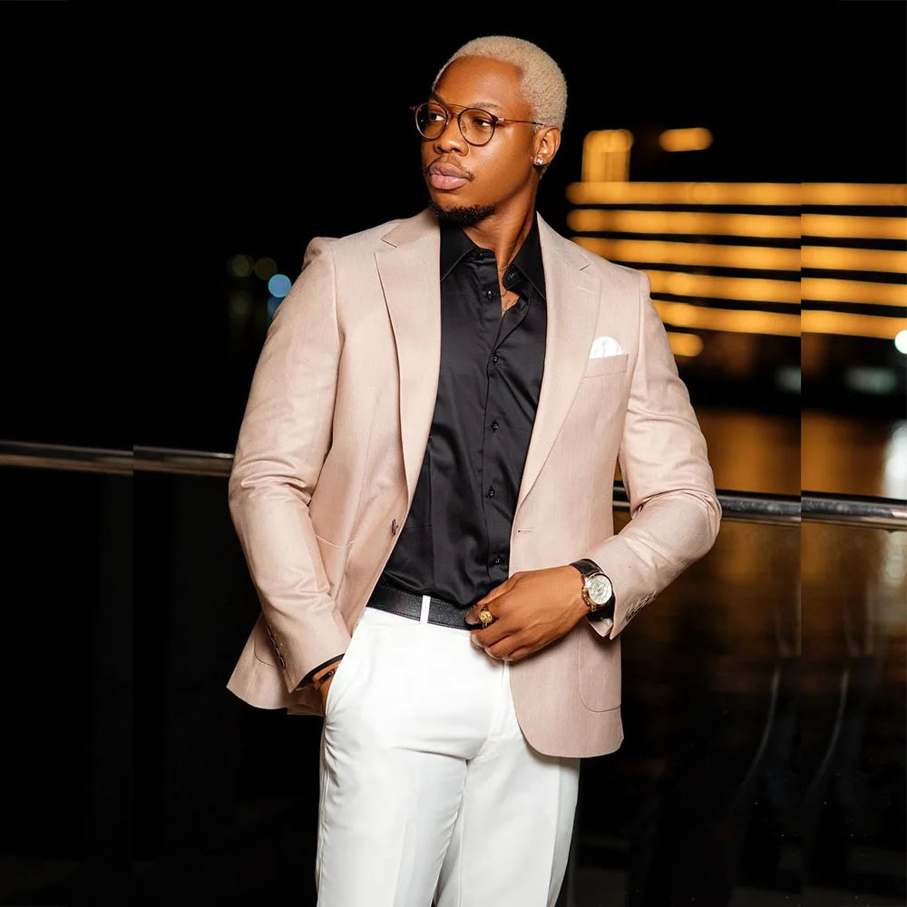 Costume formel à un bouton pour homme, vêtement de luxe pour marié, revers cranté, coupe slim, 2 pièces, veste et pantalon