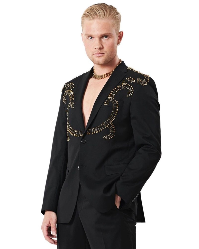 Pin 2 Pieces Men Suits Set Blazer+Pants Designer Groom Wedding Tuxedo Black Custom Made Prom Dress Party Coat Jacket