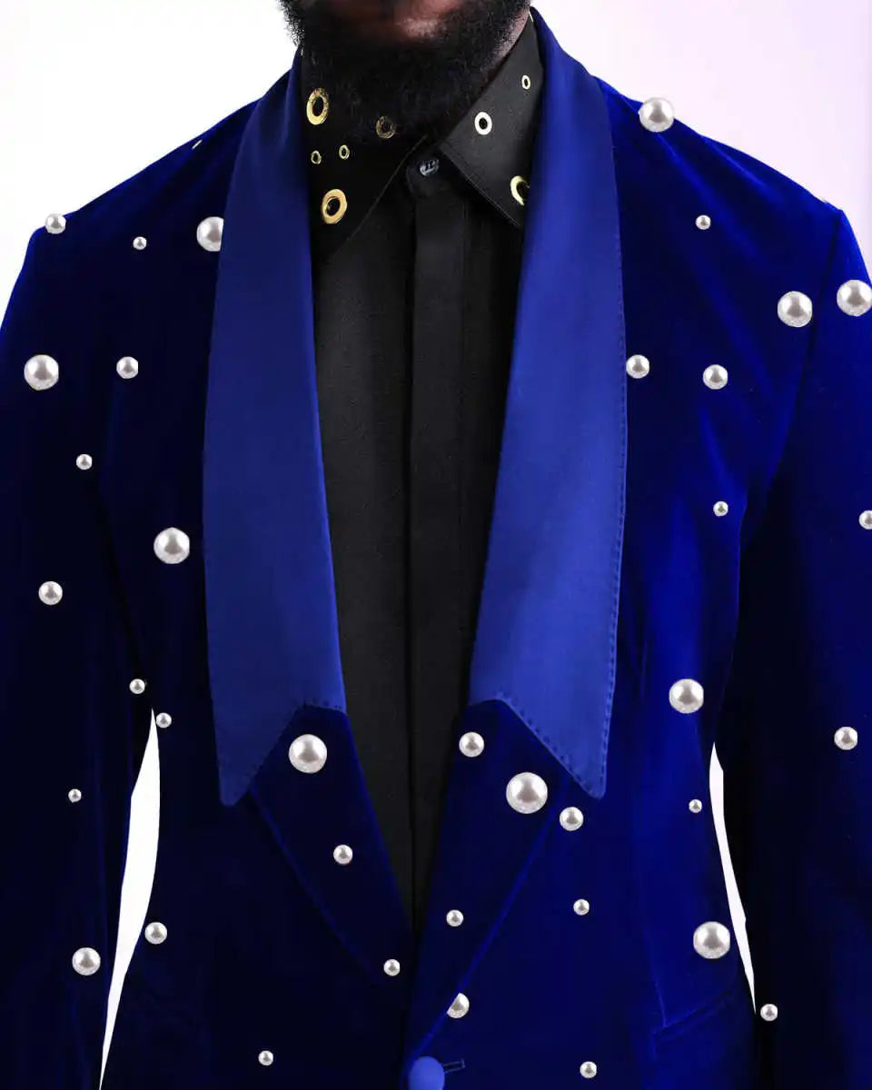 Retro Men Suits for Wedding Pearls Shawl Lapel Blazer One Piece Tuxedo One Button Celebrity Party Coat Customized Only Jacket