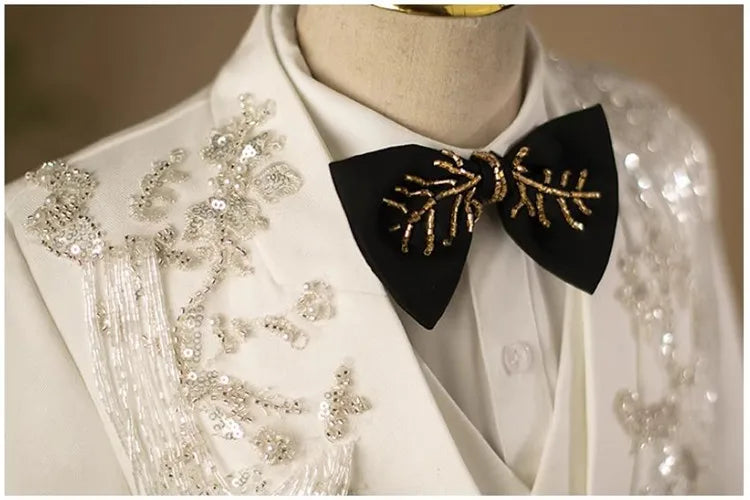 5PCS Children's Host Performance Suit Sequin Design Kids Wedding Birthday Party Evening Gown Boys Catwalk Blazer Sets