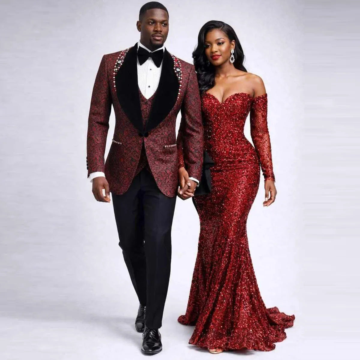 Customized Men Suits Shawl Lapel Groom Tuxedos  Luxury Bead Diamond Wedding Prom Blazers Trajes De Hombre Outfit Costume Homme