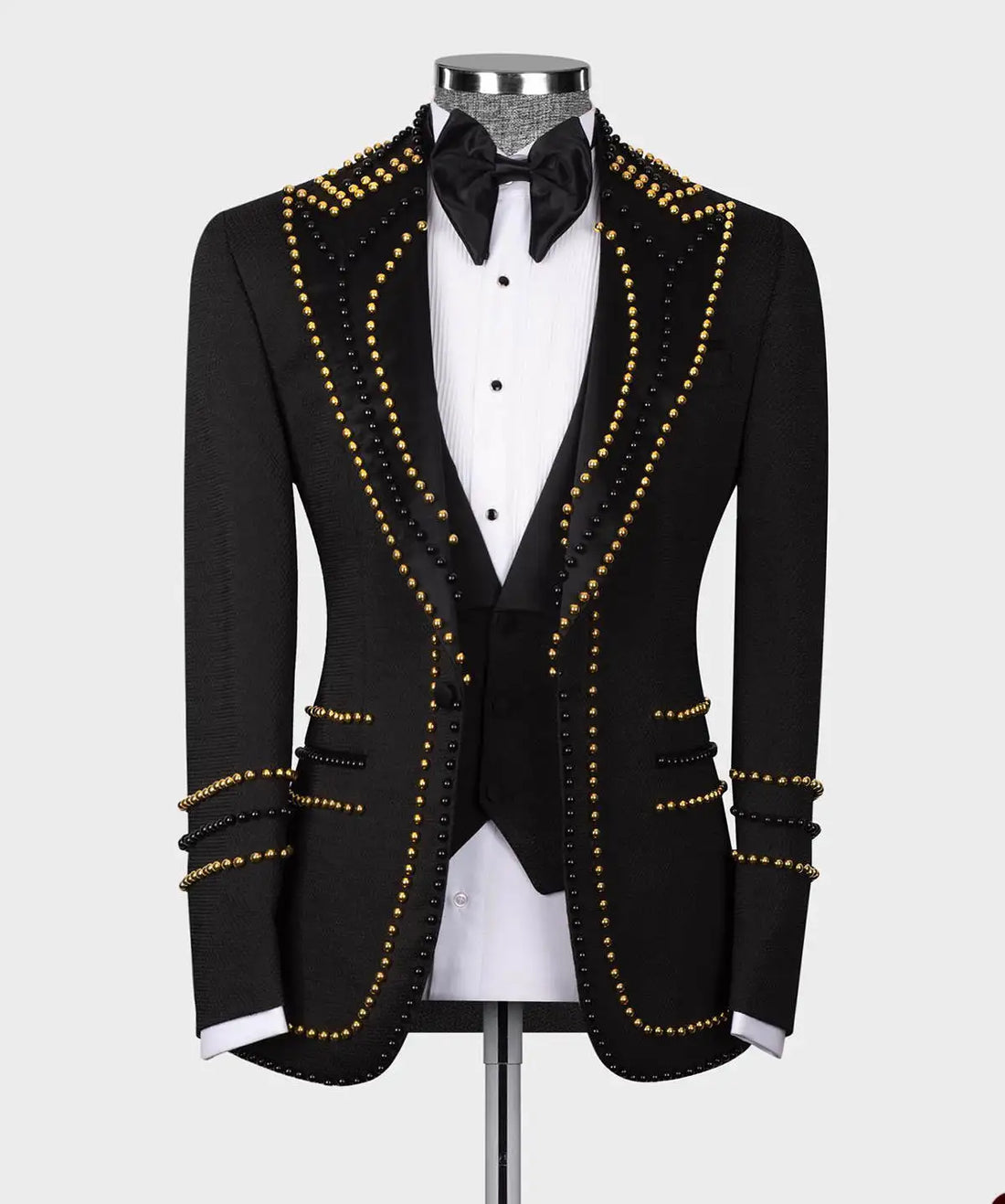 3 Piece Mens Suit Slim Fit Gentlemen Suit Handmade Beads Jacket Vest Pants Customized Wedding Formal Occasions Groom Tuxedo