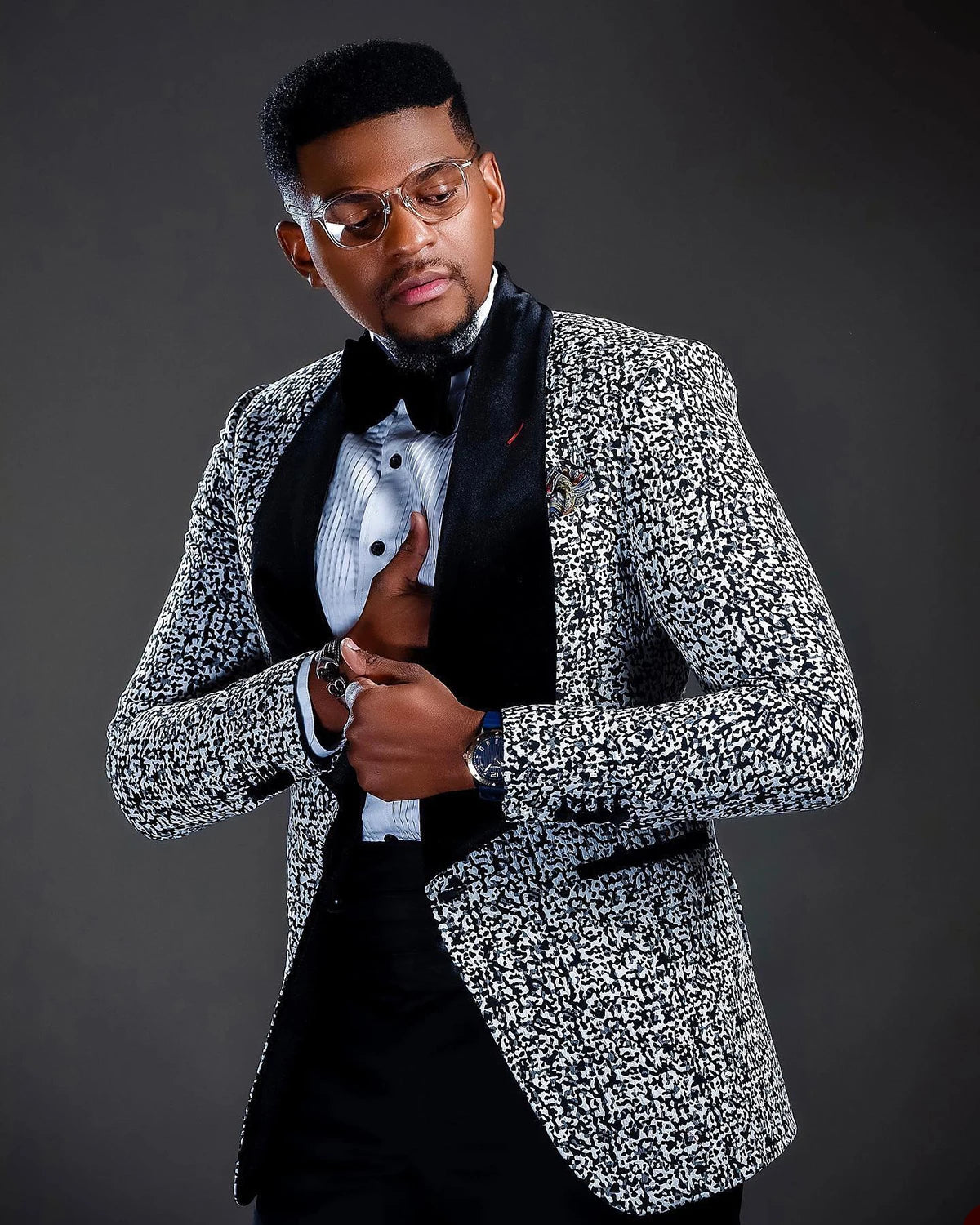 Luxury Men's Suits Tailored 2 Pieces Jacquard Blazer Pants One Button Wide Velvet Lapel Plus Size Tuxedo Custom Made Plus Size