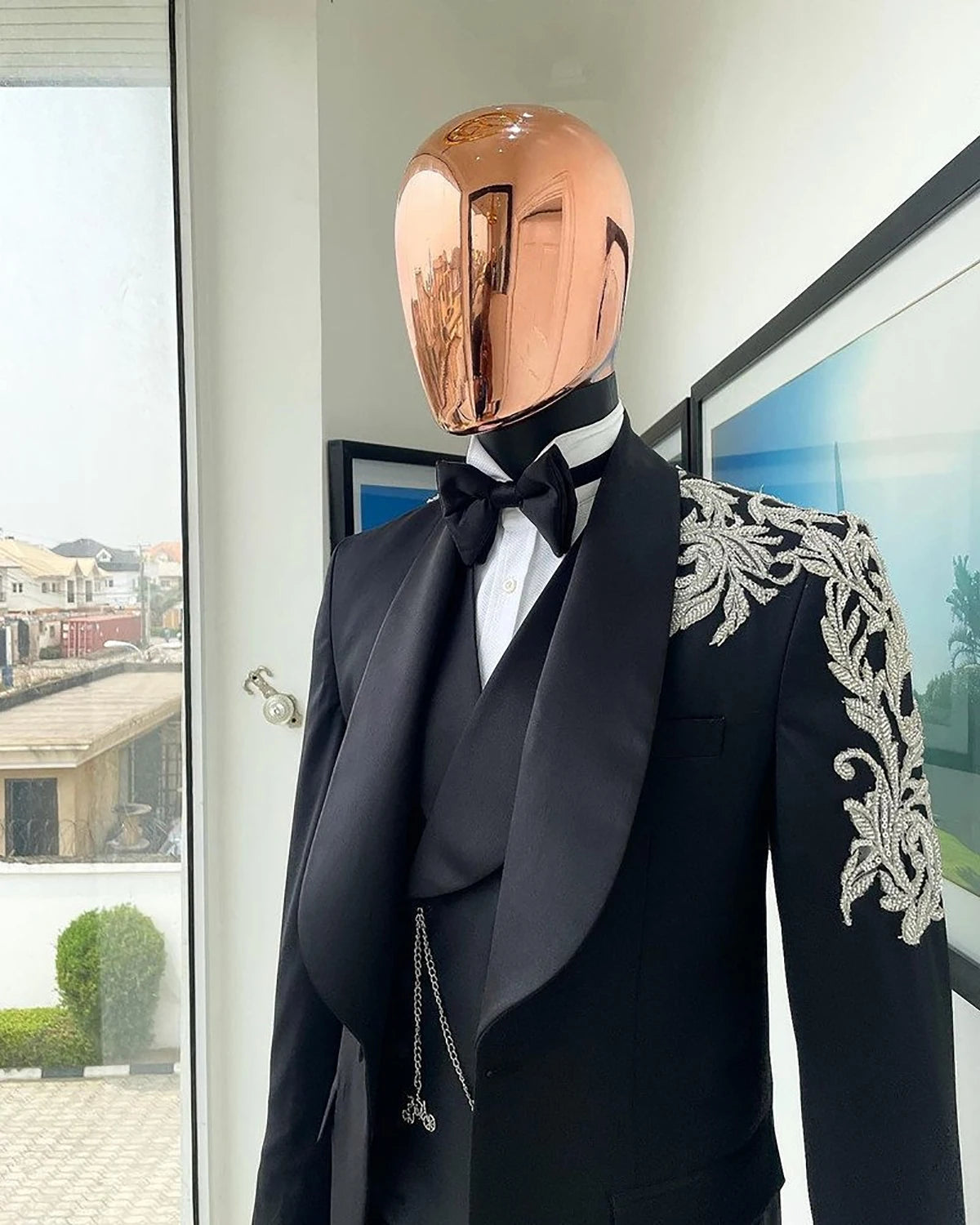 Costume de mariage en coton pour homme, coupe ajustée, 3 pièces, sur mesure, pour occasions formelles, taille personnalisée