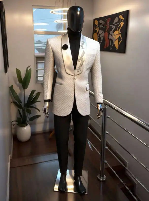 Gentleman Wedding Tuxedos Beaded 2 Pcs Jacket Pants Men Suit Elegant Single Breasted Evening Business Blazer Customized