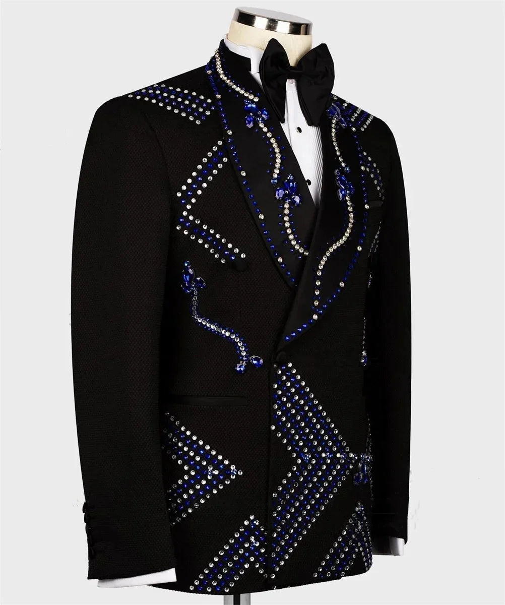 Fashion Men's Suit Rhinestone Beading Shawl Lapel Blazer One Piece Coat One Button Prom Formal Occasion Customized Only Jacket
