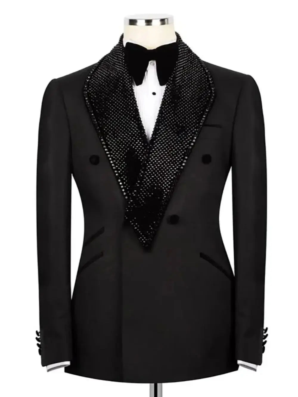 Handsome Wedding Tuxedos 2 Piece Set Jacket Pants Men Suit Shawl Lapel Double Breasted Groom Evening Business Blazers Customized