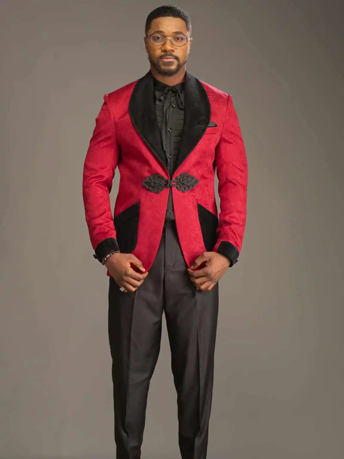 Elegant Jacquard Men Suit 2 Pieces Blazer Pants Shawl Lapel One Button Special Occasion Wedding Groom Tuxedo Customized