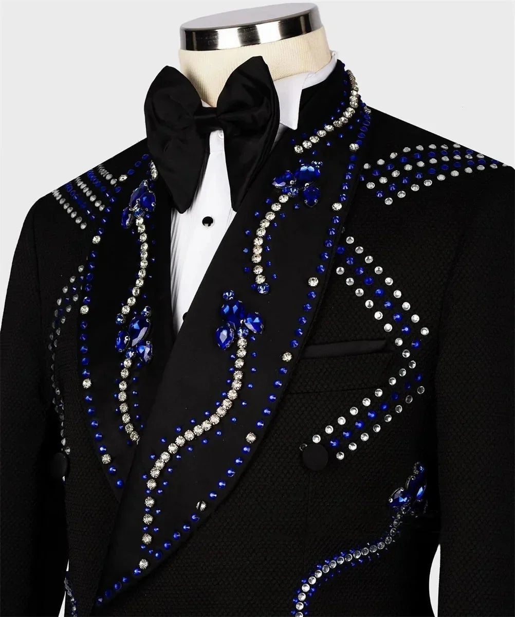 Fashion Men's Suit Rhinestone Beading Shawl Lapel Blazer One Piece Coat One Button Prom Formal Occasion Customized Only Jacket