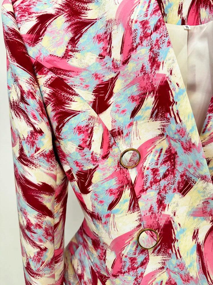 Designer Jacket Women's Gorgeous Feather Printed Collarless Blazer