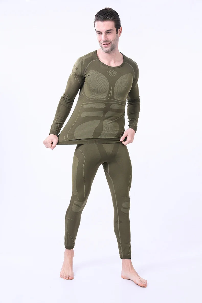 Men's Compression Shirt and Pants Set Long Sleeve Fitness Sportswear Black