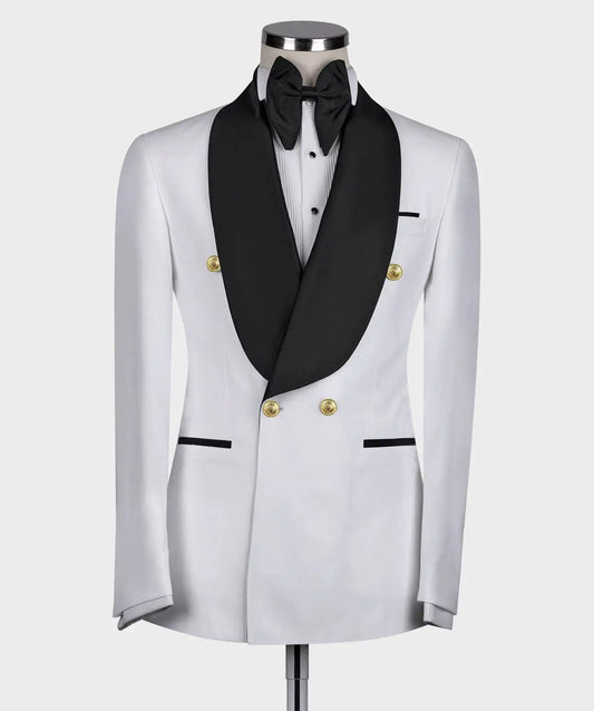 Classic Men Suits for Wedding Beaded Shawl Lapel Blazer One Piece Double Breasted Groom Tuxedo Coat Customized Only Jackets