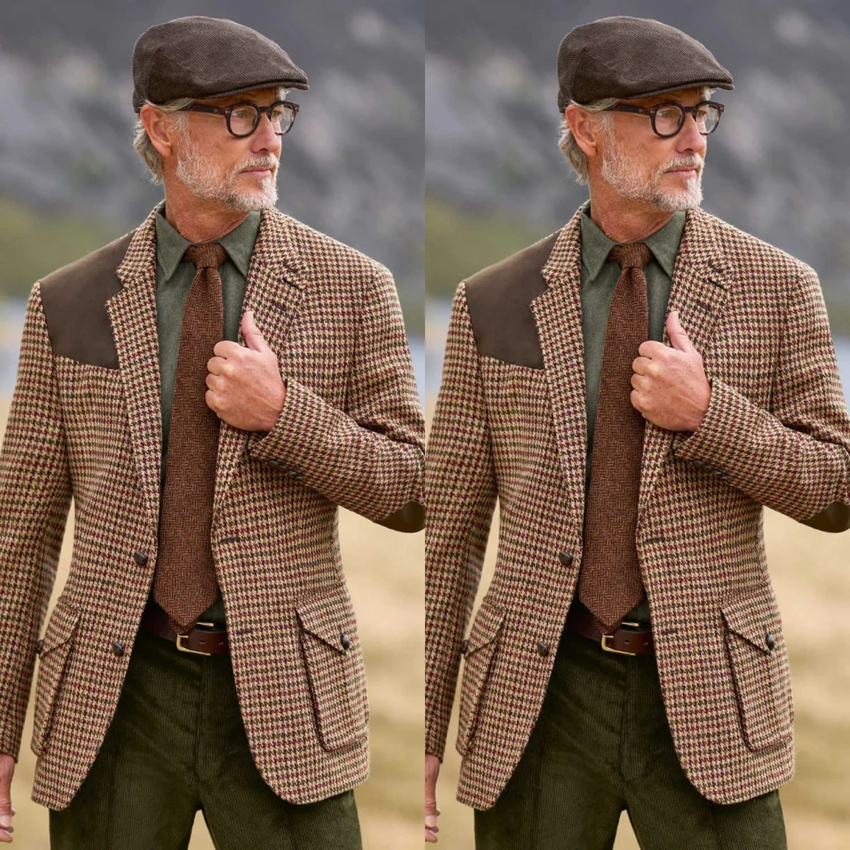 Daily Men Coat  1 Piece Set Jacket Single Breasted Man Overcoat Classic Fit Houndstooth Wool Blend Business Blazers Customized