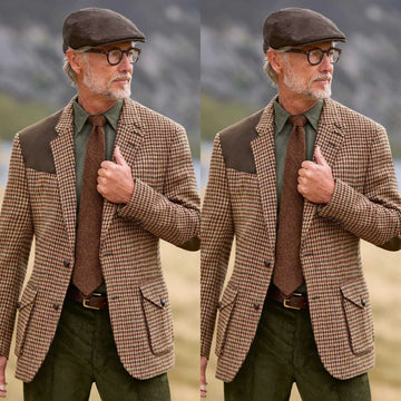 Daily Men Coat  1 Piece Set Jacket Single Breasted Man Overcoat Classic Fit Houndstooth Wool Blend Business Blazers Customized