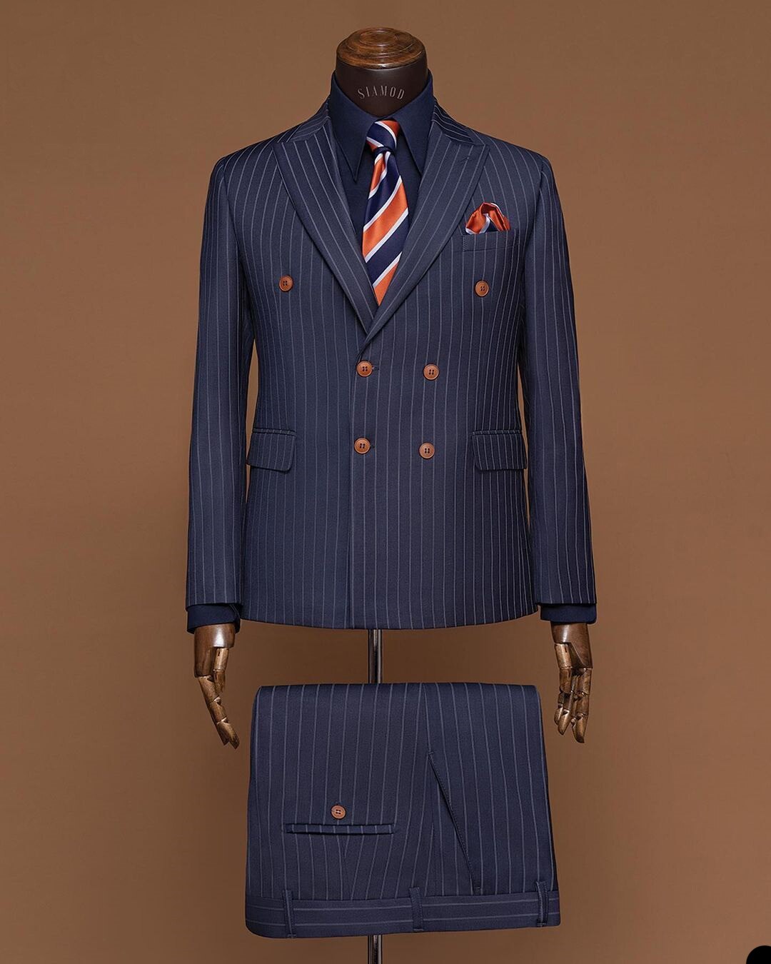 Costumes à rayures pour hommes avec veste croisée deux pièces pantalon sur mesure de créateur fête marié mariage occasion formelle 