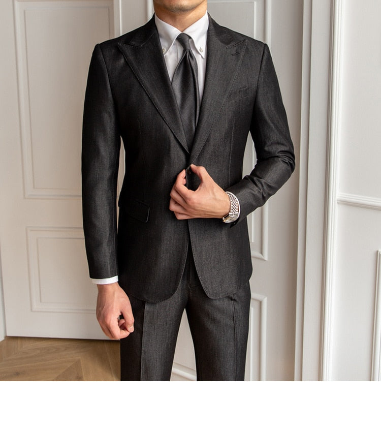 Wedding Suits For Men Solid Color Business Formal Casual Dress Suits 2 Pieces Office Work Party Prom Costume Homme