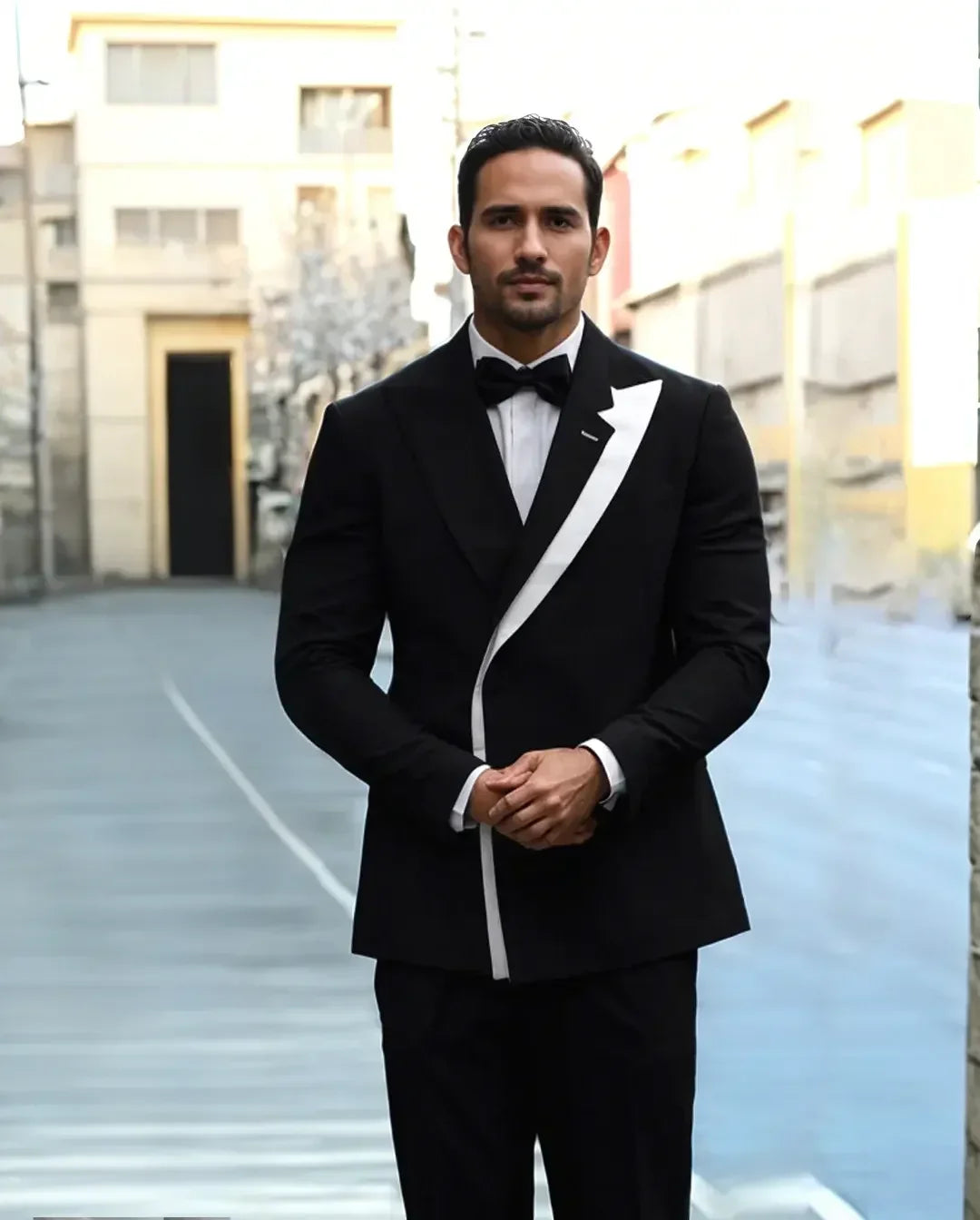 Formal Men's Suits 2 Pcs with Black Unique Collar Wedding Groom Tuxedo Blazer Pants for Business Custom Male Suit