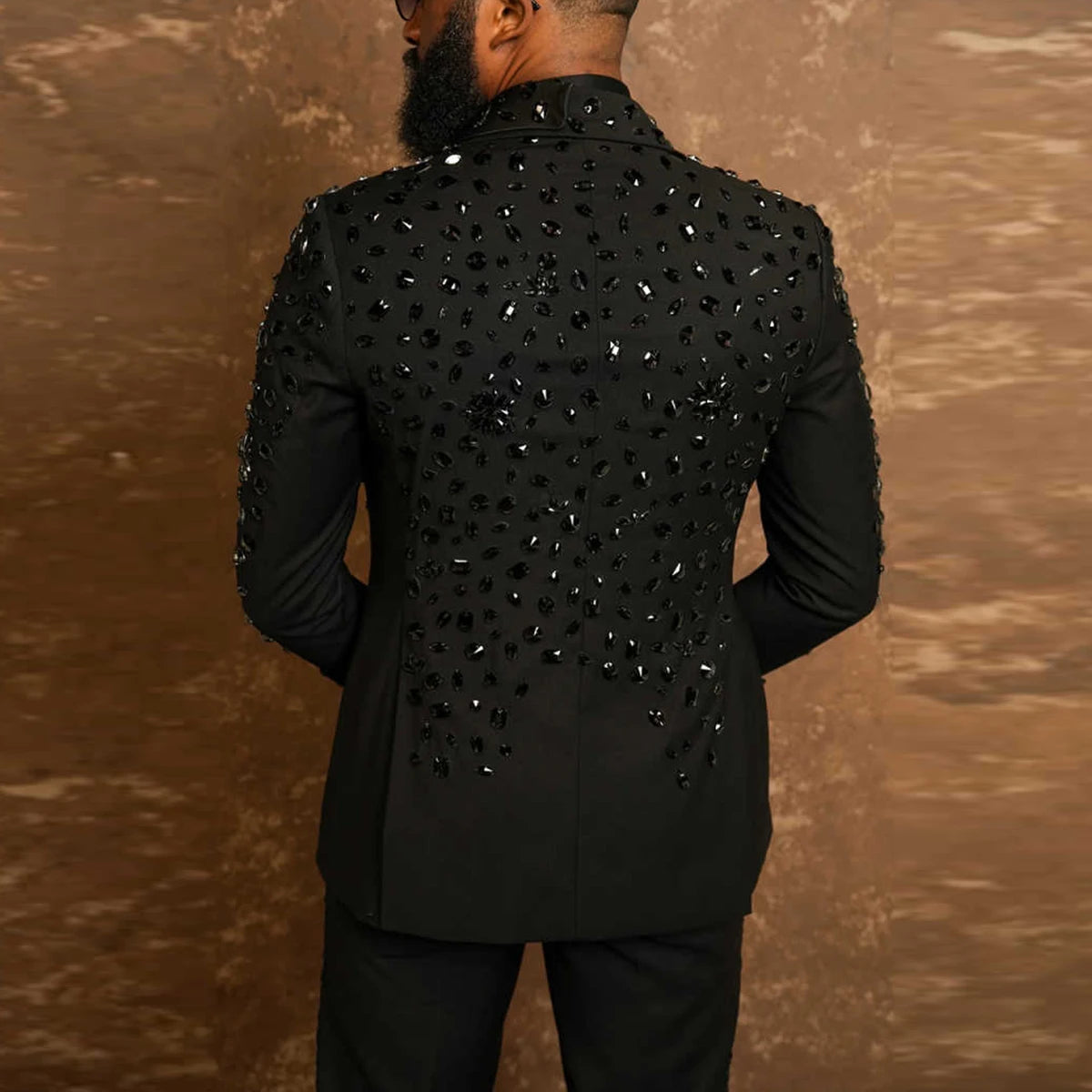 High Quality Diamond Men Suit Peaked Lapel Wedding Tuxedos 2 Pieces Sets Groom Male Blazers Slim Customized