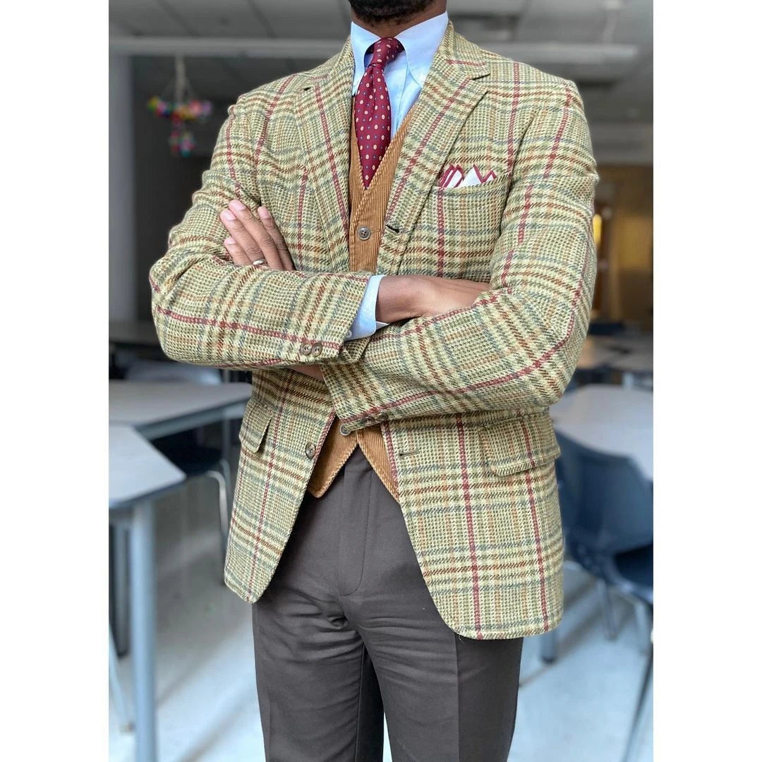 Fashion Winter Wedding Suits for Men Woolen Groom Wear Slim Fit Notch Lapel Tuxedos Business Office 2 Pcs Jacket Pants
