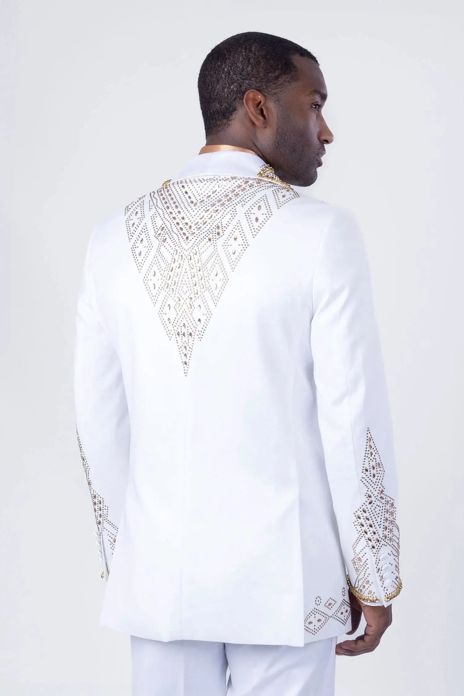 Fashion Men Suits Tailor-Made Shawl Lapel Jacket 2 Pieces Set Rhinestone Blazer One Button Groom Customized Coat Pants