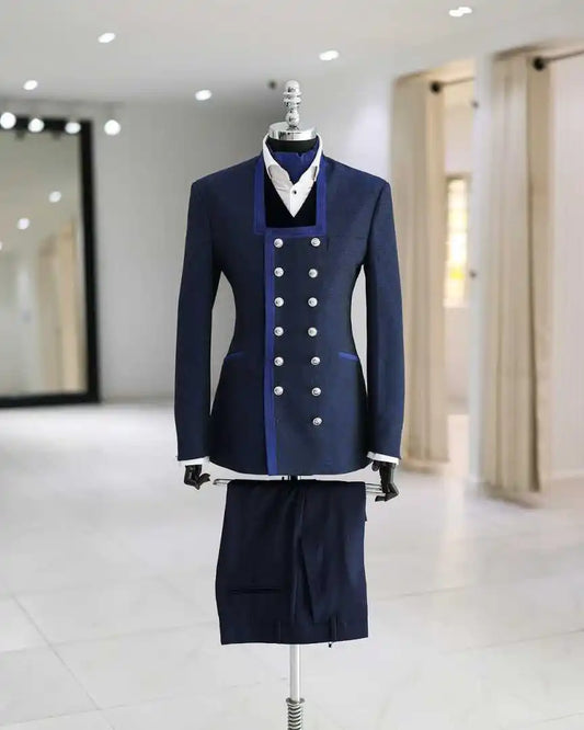 Designer Jacquard Wedding Suits for Groom Double Breasted Tuxedos 2 Pcs Jacket Pants Evening Party Prom Customized