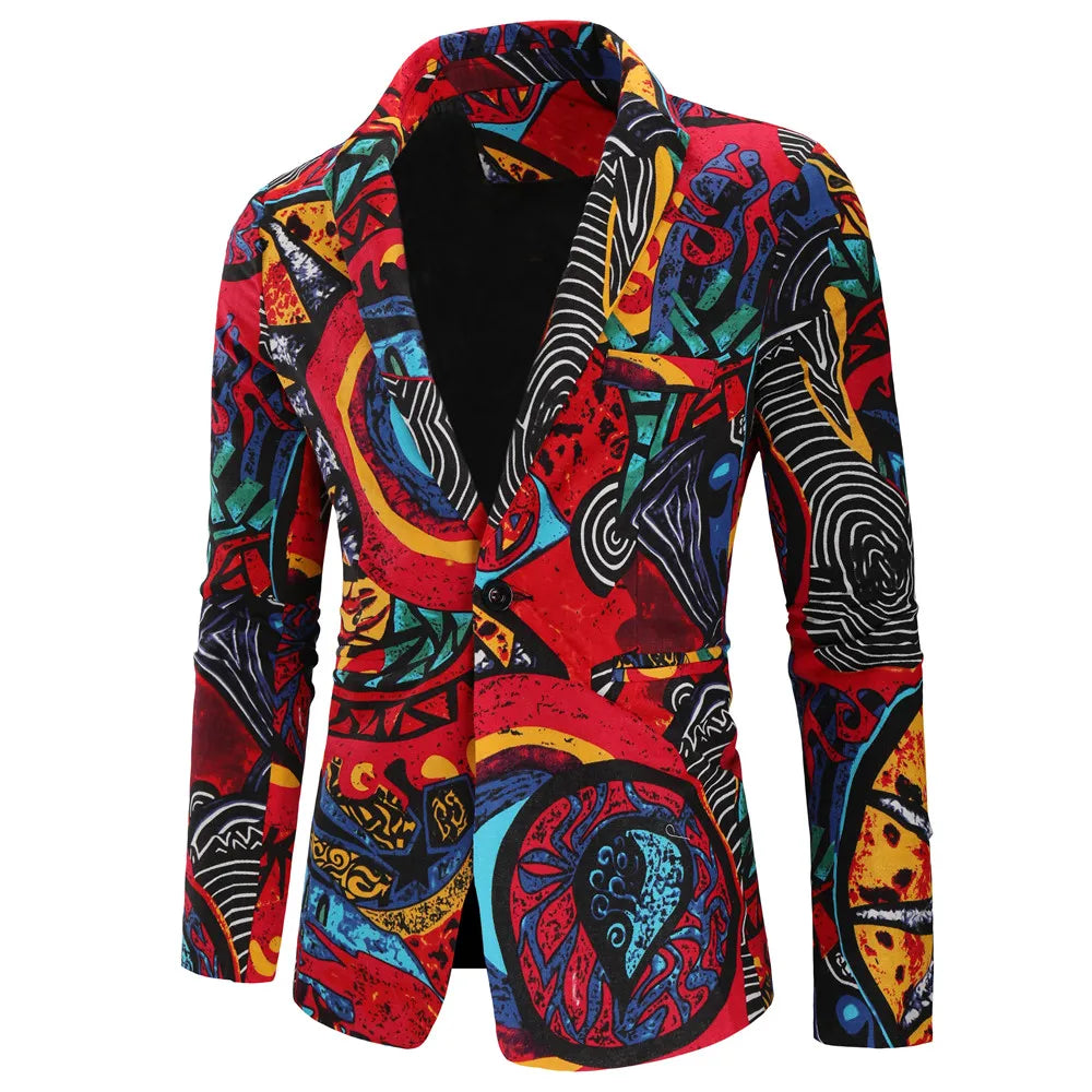 Blazers informales ajustados de moda para hombre, trajes estampados, abrigos, ropa para hombre