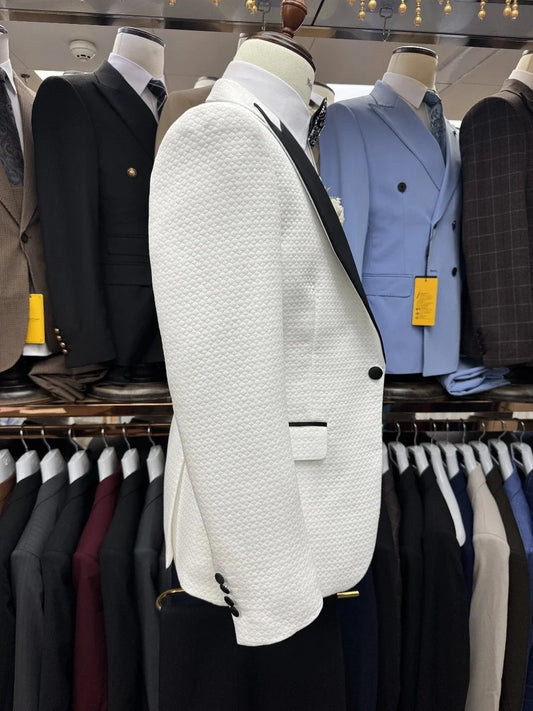 Men Suits Tailor-Made 3 Pieces Set Coat Air Cotton Peaked Lapel Blazer Groom Double Breasted Customized Jacket Vest Black Pants