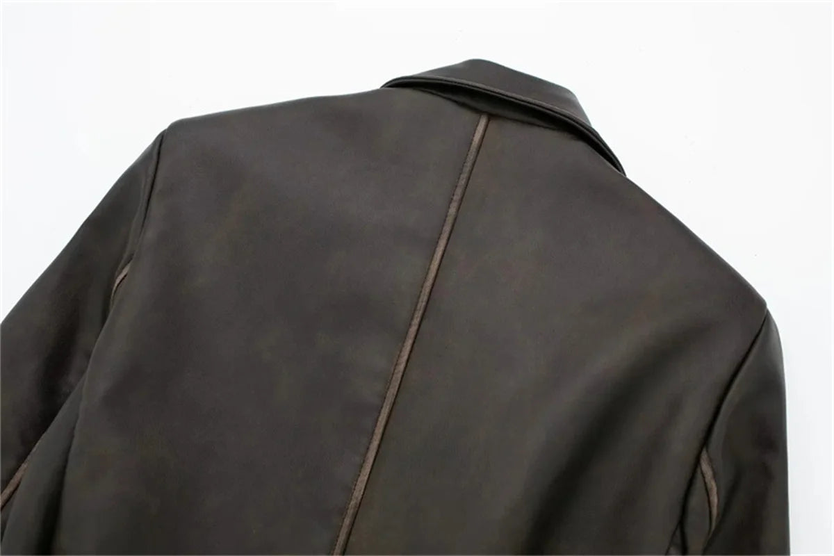 Winter Leather Women Suit Long Blazer with Belt Clothes Female Overcoat Business Work Wear Jacket Casual Hot Girl Coat