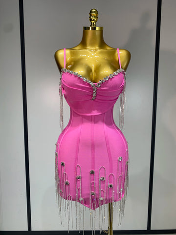 Sexy Backless Spaghetti Strap Bodycon Sleeveless Bandage Dress Elegant Prom Gown Club Evening Party Luxury Birthday Dresses