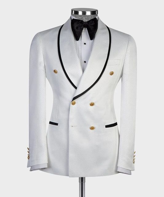 Classic Mens Wedding Suits Fit Slim Shawl Lapel 2 Pieces Set Party Prom Blazer Customized Double Breasted Jacket+Pants