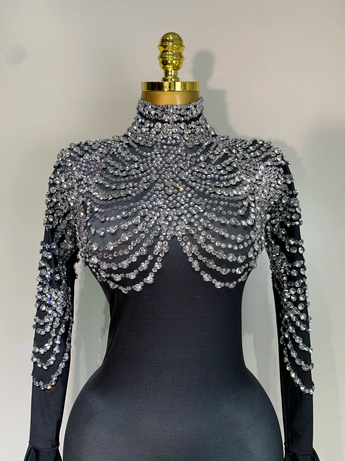 Women Sexy Nightclub Evening Party Drag Queen Singer Dancer Stage Performance Costume Luxury Rhinestone Stretch Jumpsuit