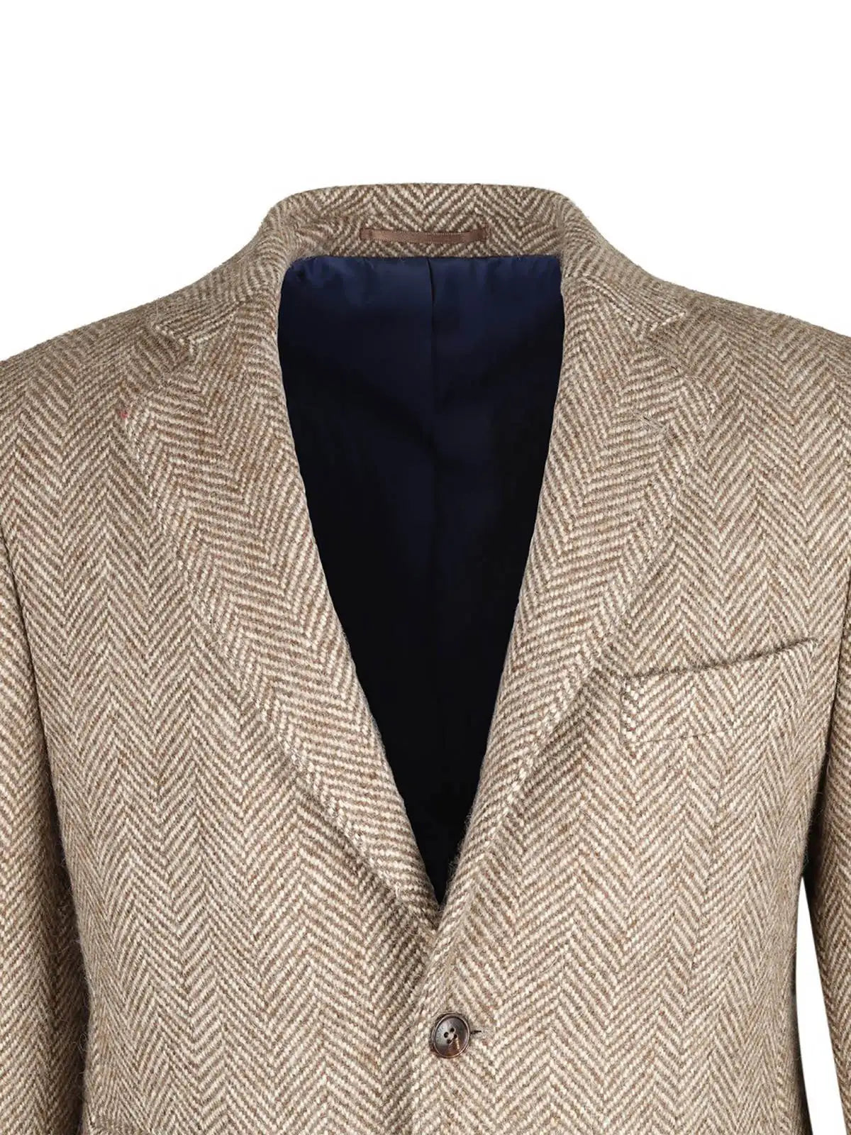 Herringbone Autumn Long Men's Coat Notched Lapel Tuxedos Single Breasted Groom Wear Business Party Coats Only Blazer Customized