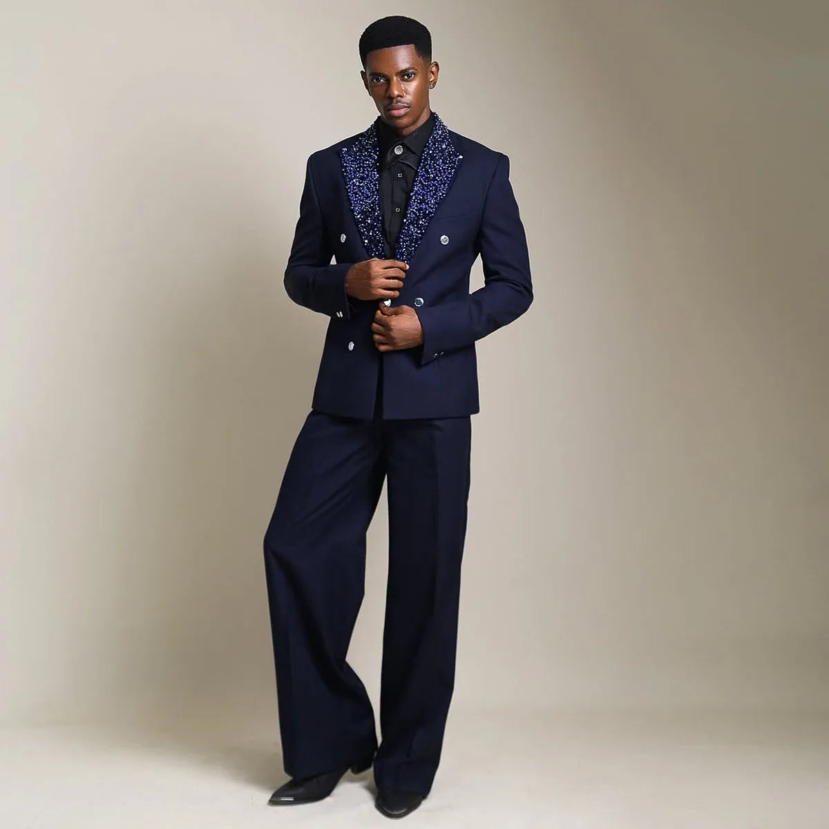 Luxury Diamond Men Suits Slim Fit 2 Pieces Sets Wedding Groom Tuxedos Shiny Male Prom Blazers Customized