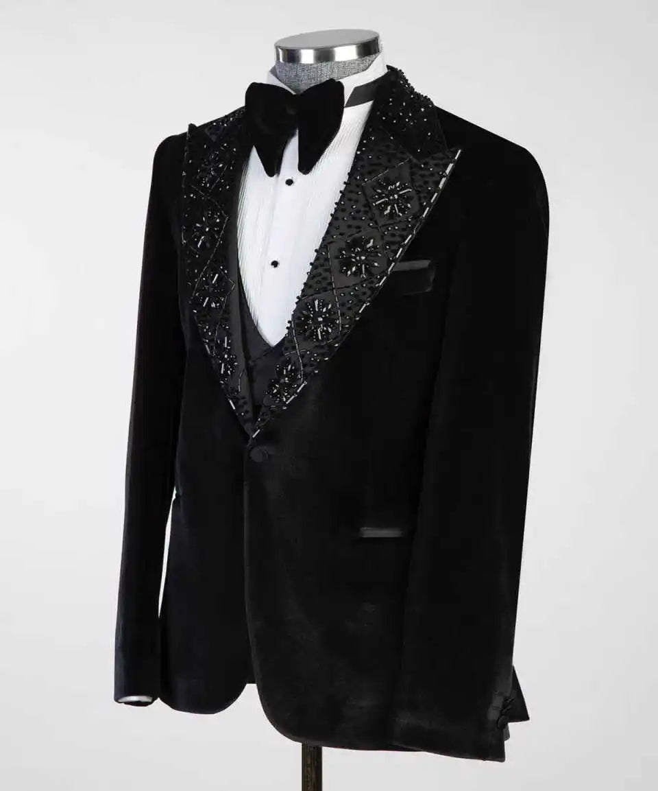 Velvet Wedding Tuxedos 1 Pcs Jacket Peaked Lapel Men Suits Fashion Single Breasted Groom Wear Party Suit Customized