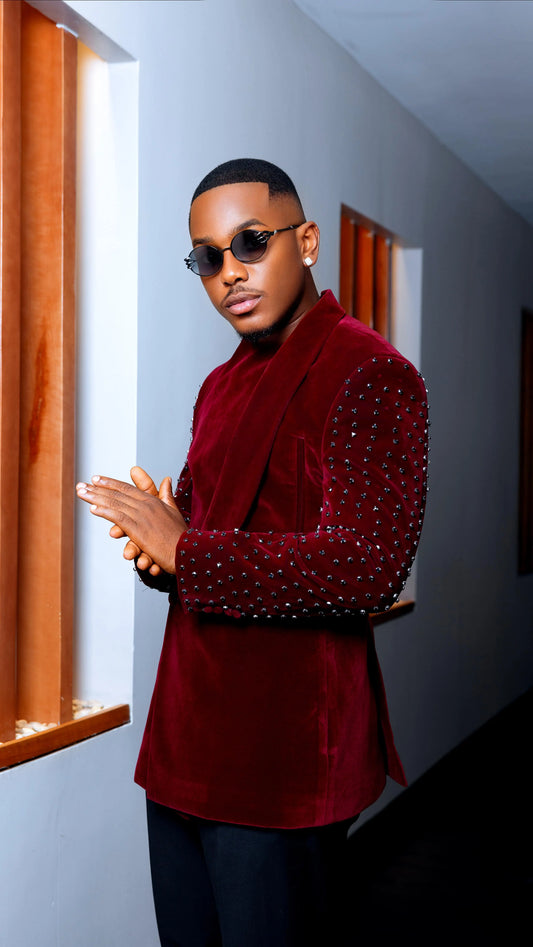 Unique Men's Suit Tailor-Made One Piece Coat Shawl Lapel Blazer Beaded Velvet Formal Occasion Celebrity Customized Only Jacket