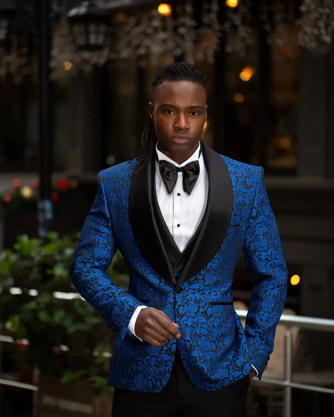 Floral Jacquard Men's Wedding Suit Shawl Lapel Tuxedos Slim Fit Groom Wear Evening Party 3 Pcs Jacket Pants Vest Custom Made