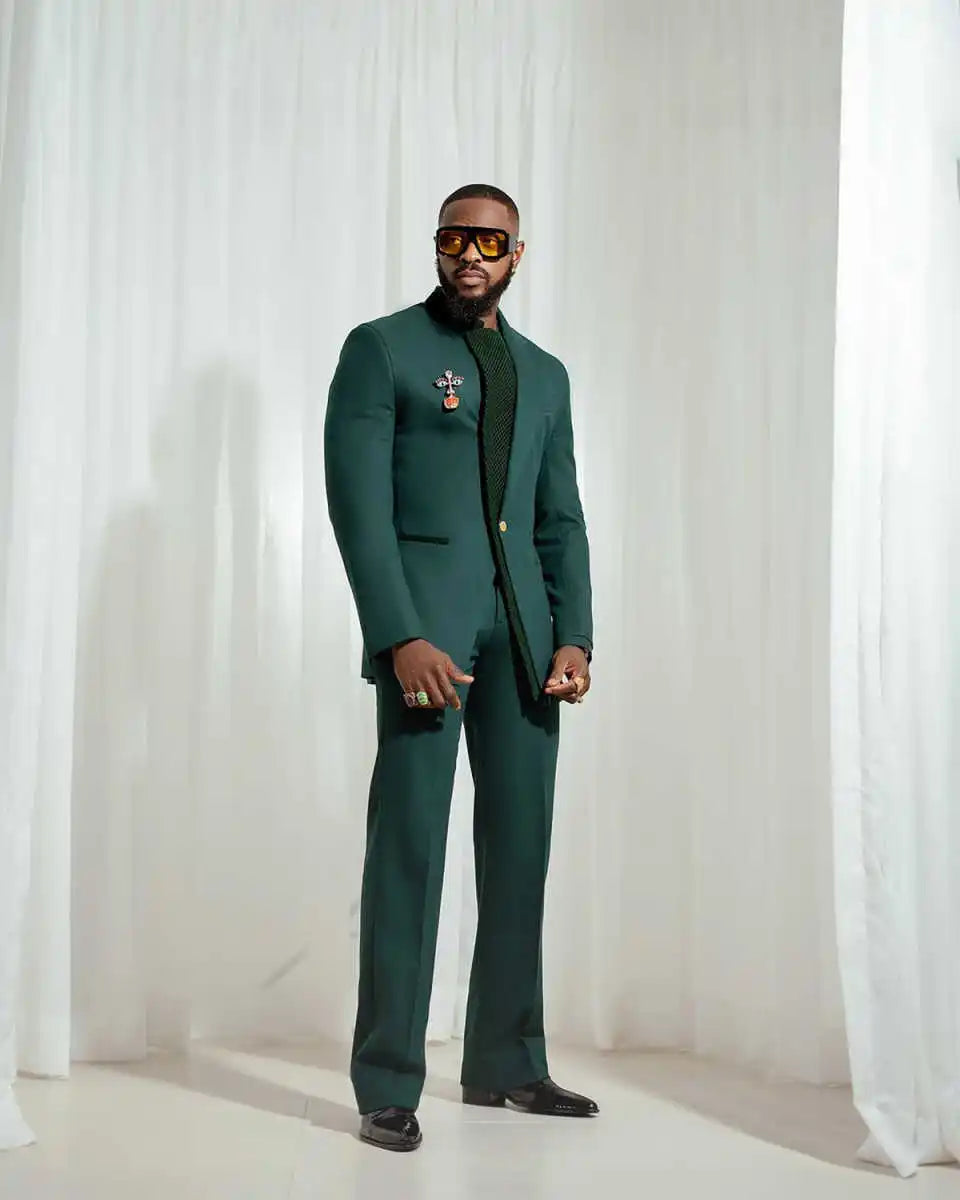 Trim Fit Wedding Tuxedos 2 Piece Set Jacket Pants One Button Men Suit Handsome Groom Business Evening Suit Customized