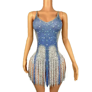 Sparkly Rhinestones Sexy Suspenders Bodysuit Women Nightclub Performance Dance Costume Singer Dancer Leotard Show Stage Wear