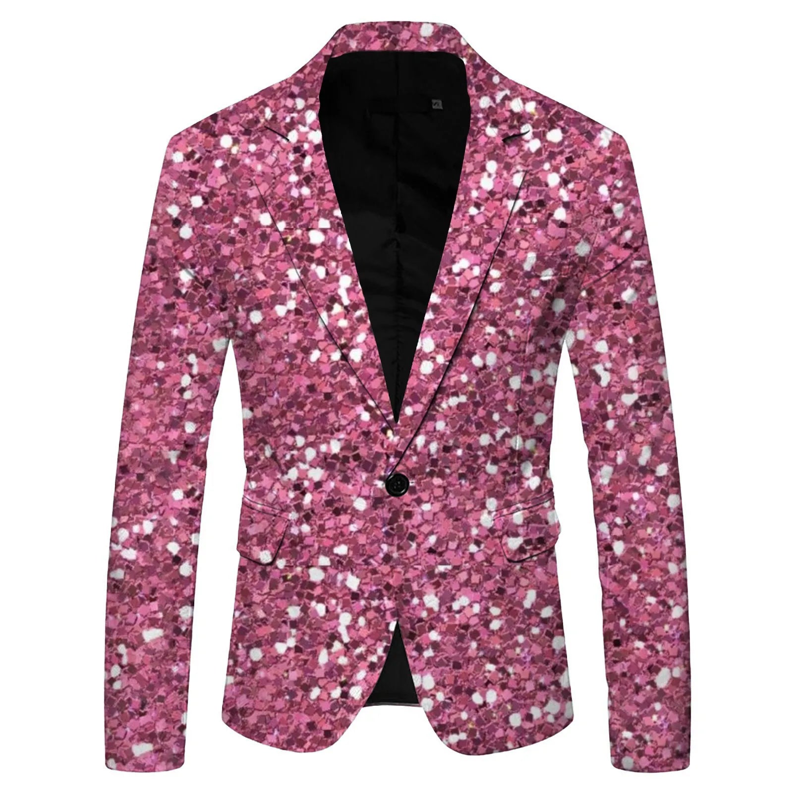 Traje de hombre con estampado de lentejuelas, solapa, botonadura sencilla, un botón, chaqueta deportiva, chaqueta de fiesta, abrigo informal