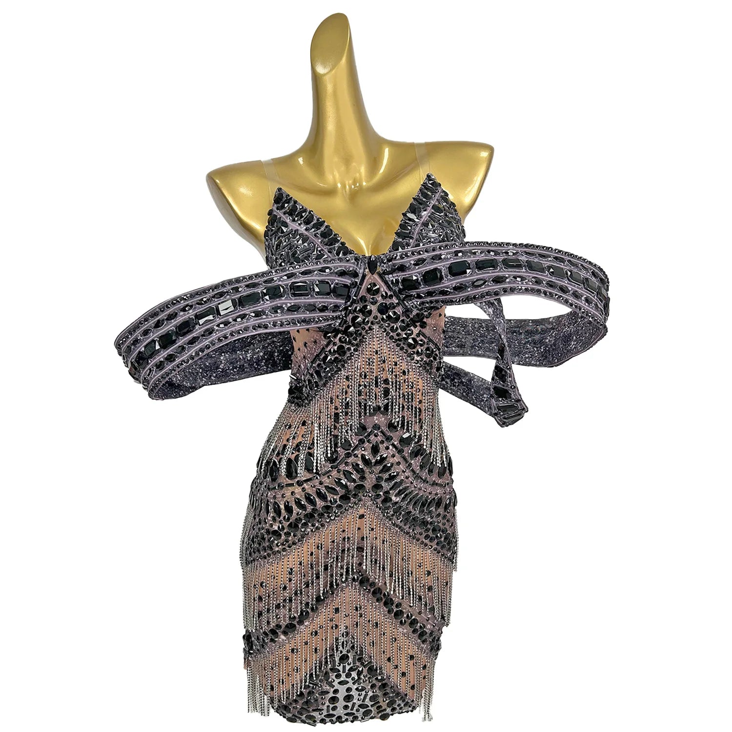 Luxury Crystals Fringe Sparkly Dress for Women Birthday Celebrate Singer Stage Performance Wear Drag Queen Outfit