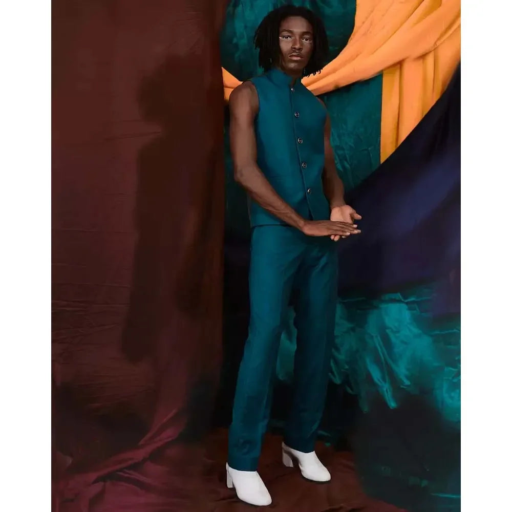 Traje holgado verde de doble botonadura con solapa chal para hombre, elegante, especial para fiestas, formal, de 3 piezas, chaqueta, pantalón, chaleco, disfraz.