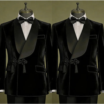 Vintage Man Tuxedos 1 Pcs Jacket Velvet Shawl Lapel Wedding Suit Simple Double Breasted Evening Groom Party Outfits Customized