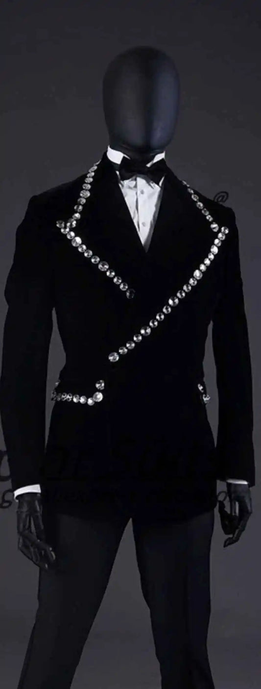 Sequined Men Wedding Suits for Men Peak Lapel Tuxedo Groom Wear 2 Pcs Jacket Pants Business Evening Party Customized