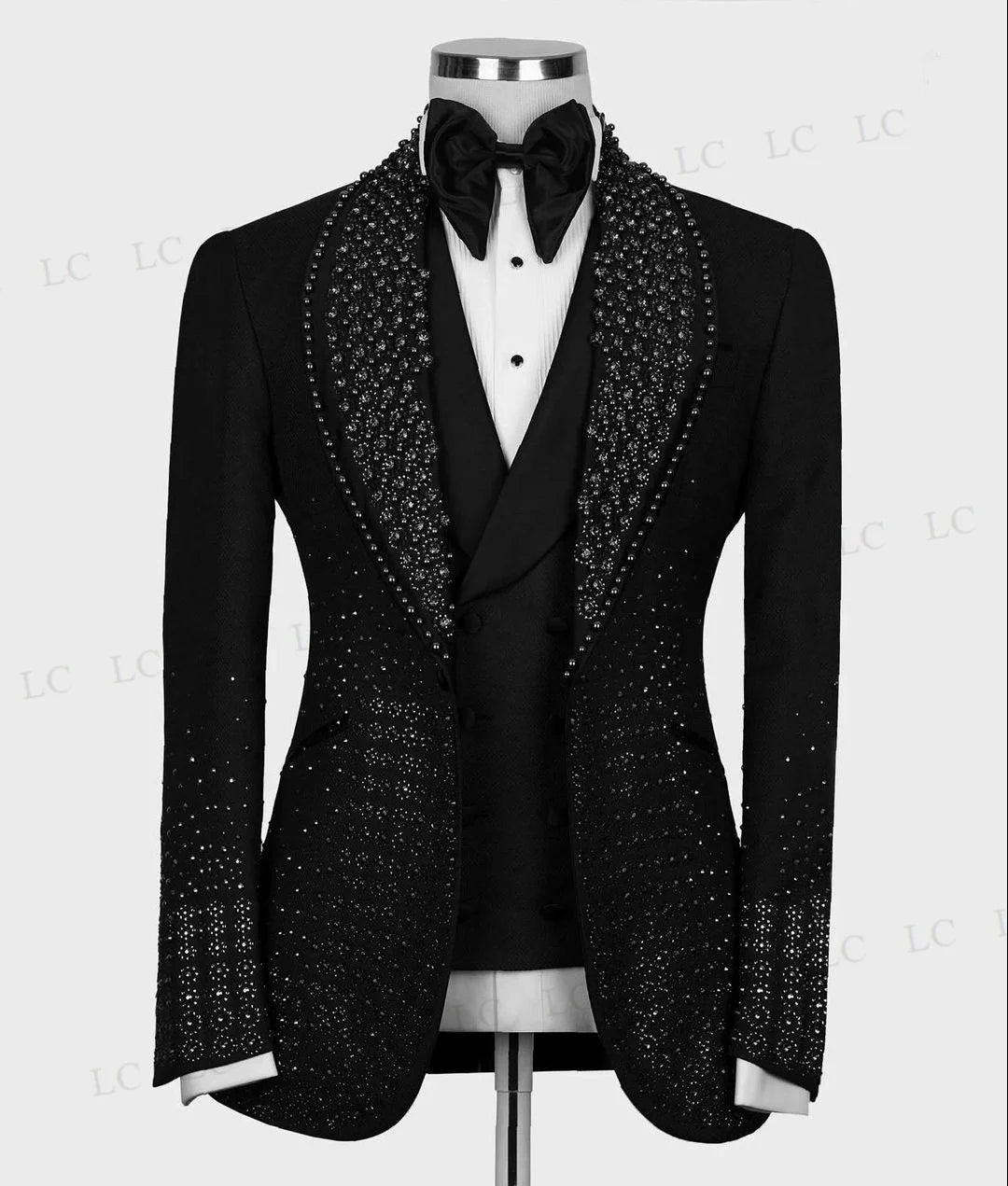 Luxury High Fashion Men Suits 2 Pieces Blazer Pants One Button Beadings Diamonds Party Tuxedo Wedding Groom Plus Size Tailored