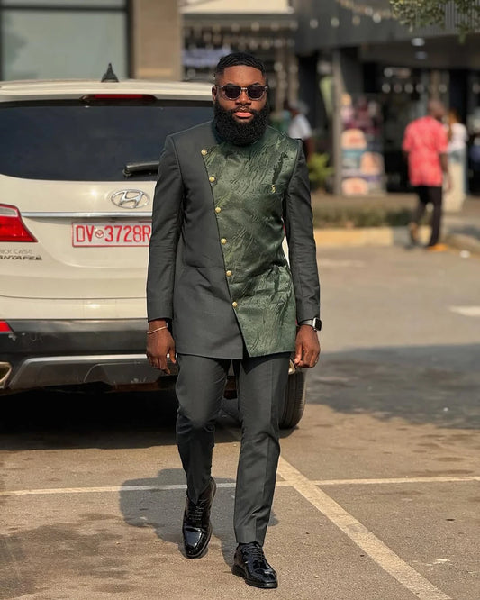 Muslim Men Suits Tailor-Made 2 Pieces Jacquard Jacket Evening Prom Party Blazer The Middle East Groom Customized Coat Pants