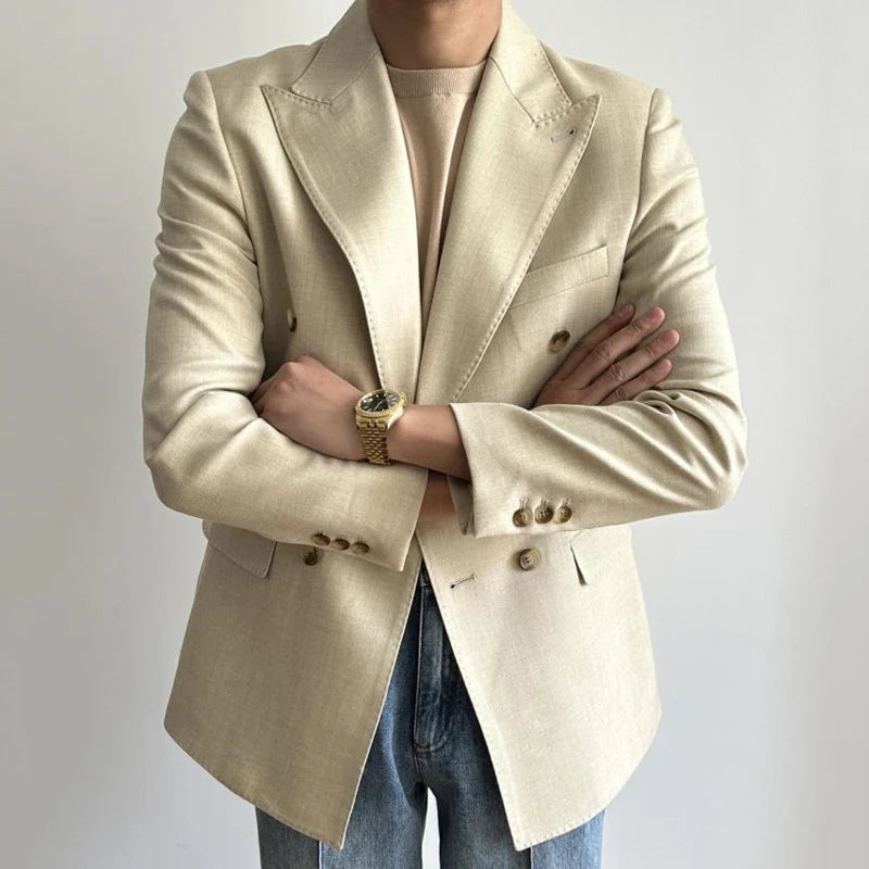 Italian Double Breasted Suit for Men Gentleman Business Blazer Hombre Luxury Retro Fall Long Sleeve Suit Dress Prom Blazers Men
