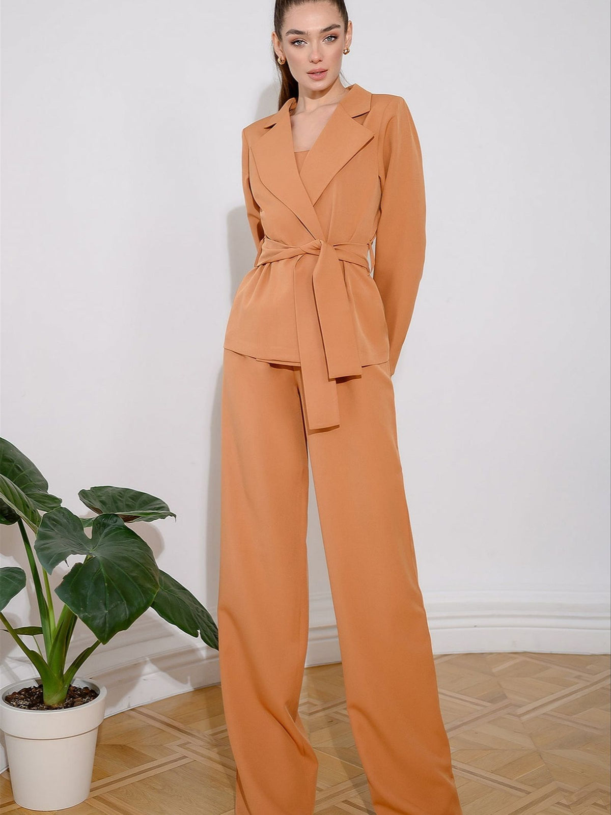 Trajes de pantalón para mujer, 2 piezas, corte entallado, para fiesta de graduación, noche, blazer, pantalón con cinturones 